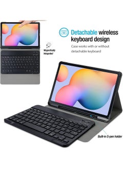 روك بو جراب لوحة المفاتيح لجهاز Galaxy Tab S6 Lite 10.4 بوصة 2022 2020 غطاء ذكي رفيع وخفيف الوزن مع لوحة مفاتيح لاسلكية لجهاز Galaxy Tab S6 Lite 10.4 '' SM-P613 P619 P610 P615  - Image 2