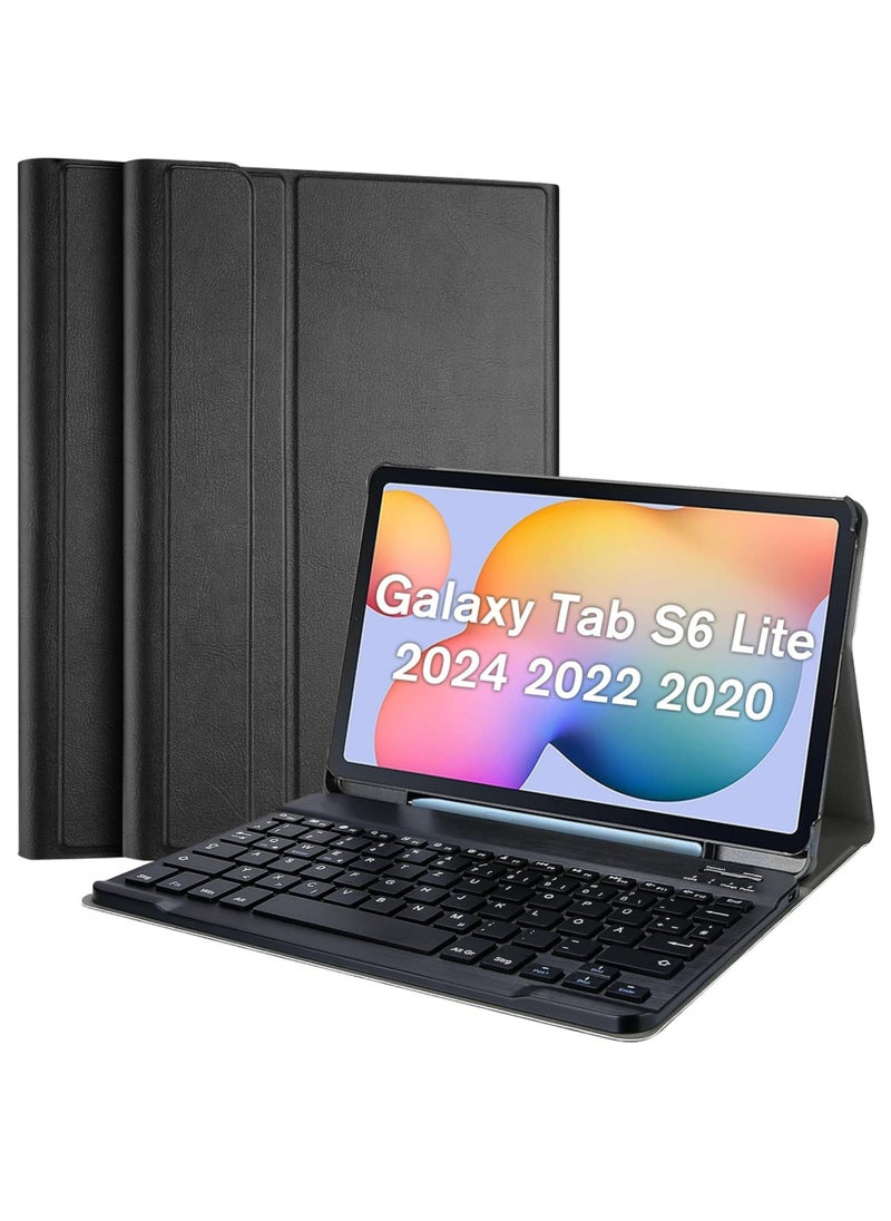 روك بو - جراب لوحة المفاتيح لجهاز Galaxy Tab S6 Lite 10.4 بوصة 2022 2020 غطاء ذكي رفيع وخفيف الوزن مع لوحة مفاتيح لاسلكية لجهاز Galaxy Tab S6 Lite 10.4 '' SM-P613 P619 P610 P615 - Image 1