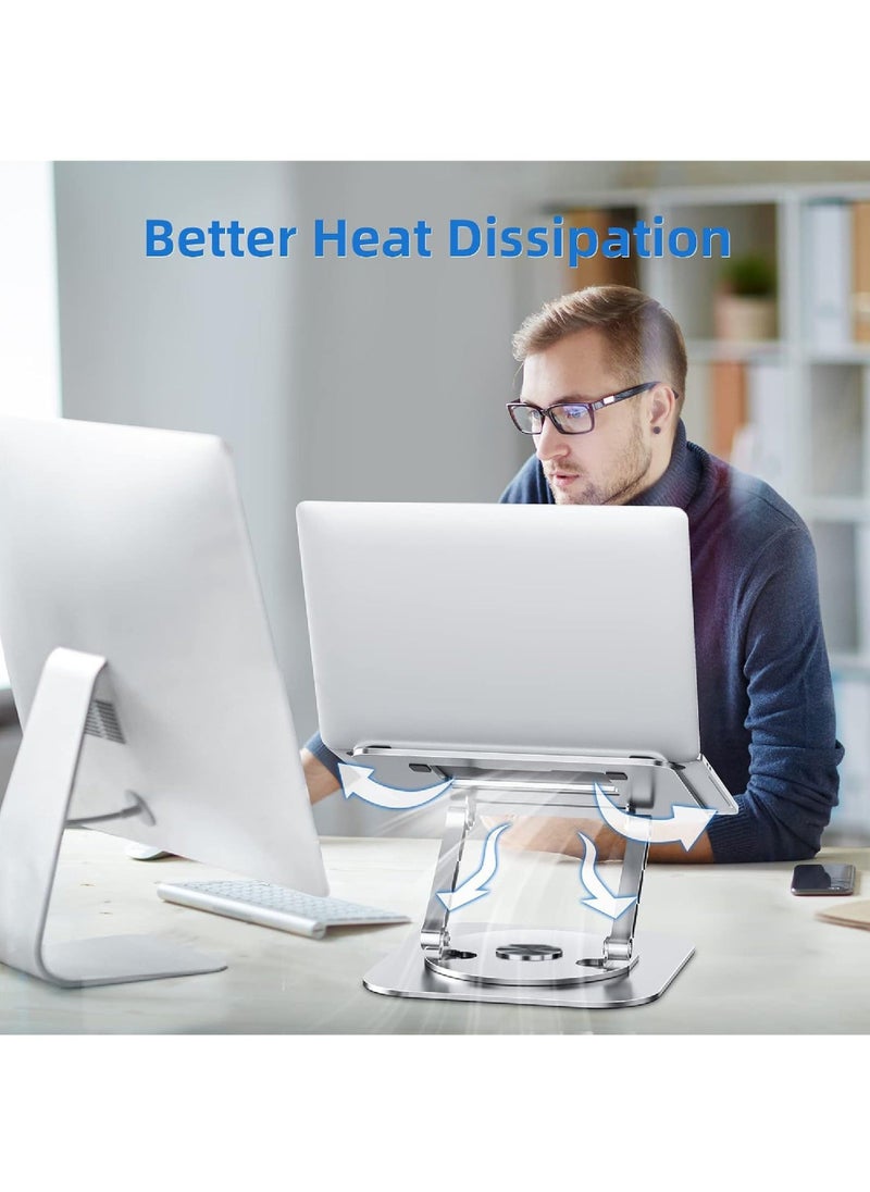 Trendify - Adjustable Laptop Stand for Desk - Ergonomic Riser with 360° Rotating Base, Foldable Notebook Computer Holder, Compatible with MacBook Air/Pro, Dell XPS & More 10-17" Laptops - Image 1
