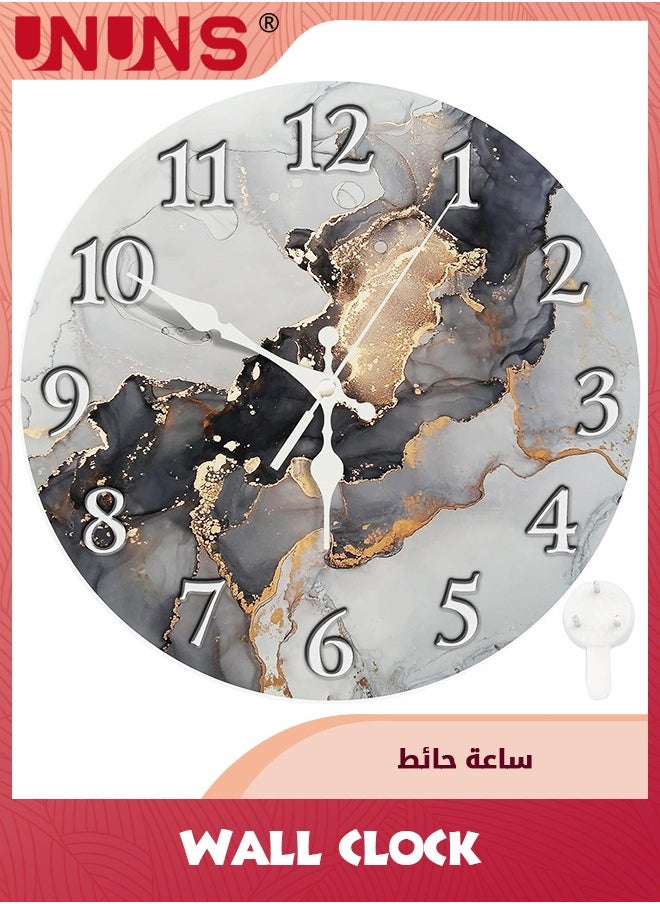 UNUNS Wall Clock,12 Inch Round Wall Clock Silent Non-Ticking Clock,Vintage Farmhouse Wood Home Decor Or For Living Room,Kitchen,Bedroom,and Office,Abstract Painting  - Image 1