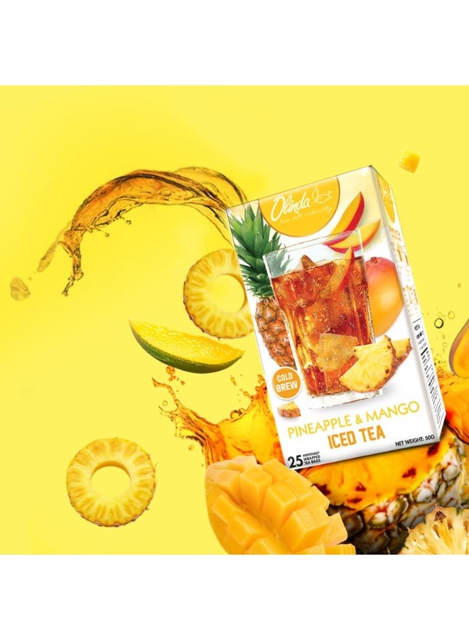 Olinda Pineapple & Mango Organic Black Tea 25 Tea Bags Caffeinated Tropical Fruity Hot Or Cold Brew Natural Fruit Tea Christmas Holiday Gift For Women & Tea Lovers Secret Santa Stocking Stuffer 50 G - Image 2