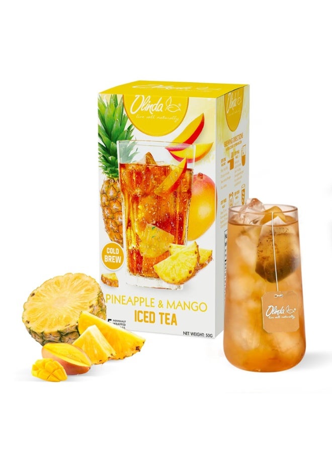 Olinda Pineapple & Mango Organic Black Tea 25 Tea Bags Caffeinated Tropical Fruity Hot Or Cold Brew Natural Fruit Tea Christmas Holiday Gift For Women & Tea Lovers Secret Santa Stocking Stuffer 50 G - Image 1