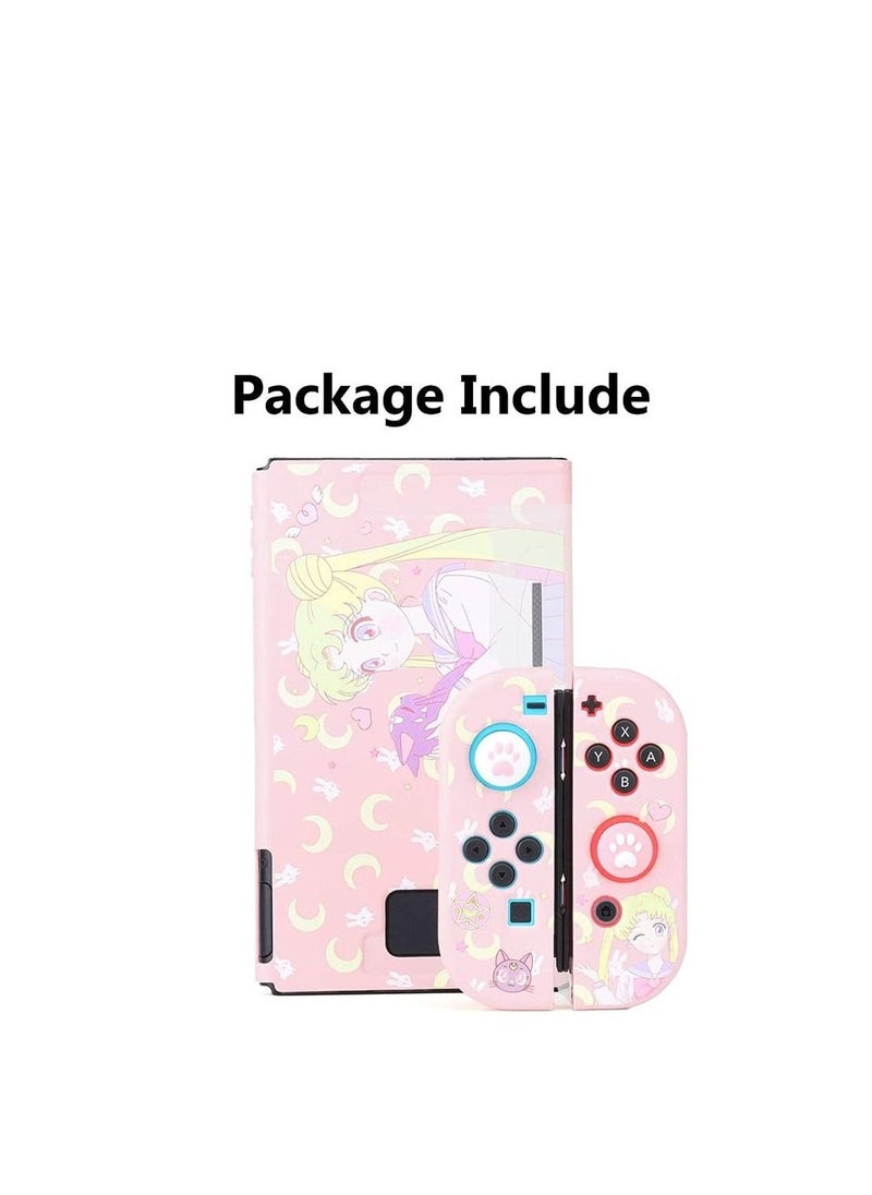 Switch Protective Cover,Cute Liquid Silicone Protective Case for Switch, Soft Slim Grip Cover Shell for Console and Joy Con, Scratch, Crack Resistant, Easy Install (Sailor Moon) - Image 3