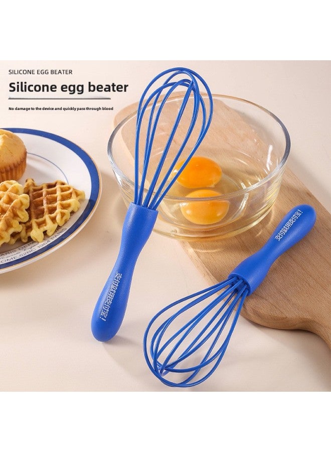 Manual Egg Beater Household Silicone Egg Beater Mini Stainless Steel Egg Beater Kitchen Gadgets-Color:Blue - Image 3