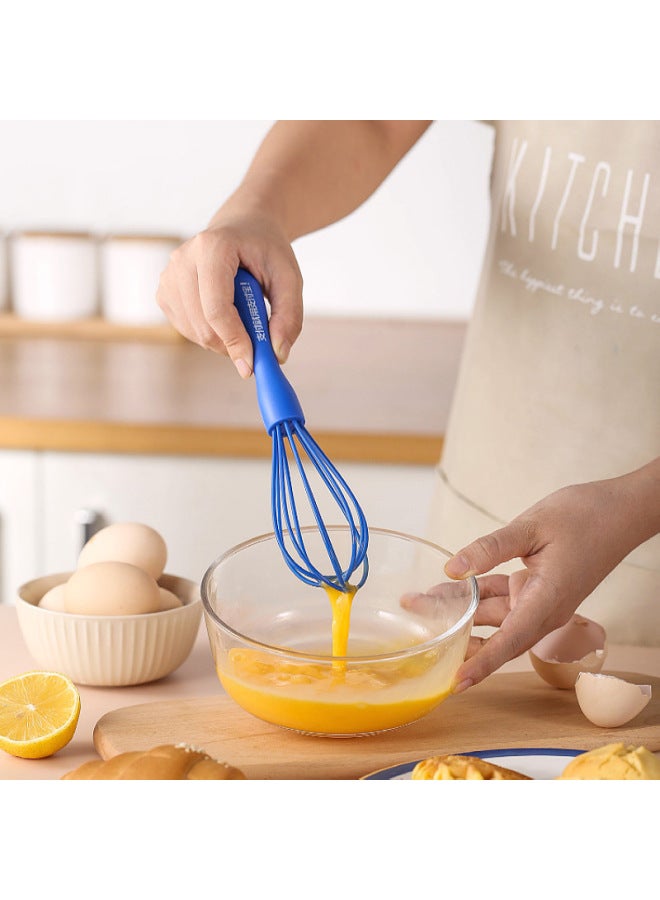 Manual Egg Beater Household Silicone Egg Beater Mini Stainless Steel Egg Beater Kitchen Gadgets-Color:Blue - Image 2
