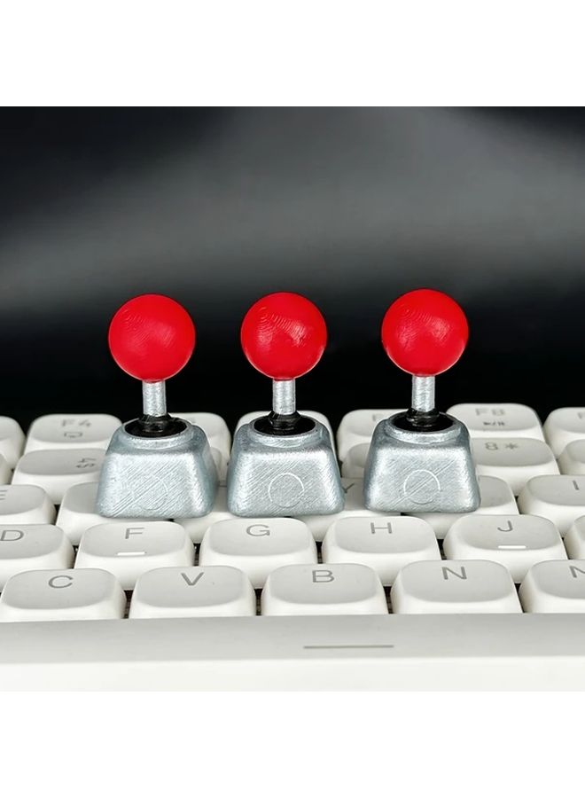 غطاء مفتاح ESC على طراز عصا الأركيد القديم، كرة فضية حمراء وقاعدة راتنجية لمفاتيح MX - Image 1