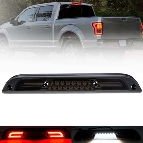 Mingrui test Led Third Brake Light for 15-20 F'ord F150 17-22 F250 F350 Super Duty Ranger Maverick Rear Center High Mount Stop Lamp CHMSL White Cargo lamp Strobe Feature 3rd Brake Replacement Smoked Lens - Image 1