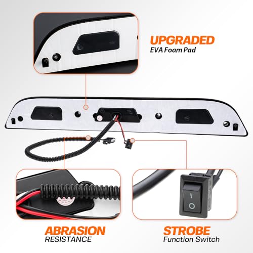 Mingrui test Led Third Brake Light for 15-20 F'ord F150 17-22 F250 F350 Super Duty Ranger Maverick Rear Center High Mount Stop Lamp CHMSL White Cargo lamp Strobe Feature 3rd Brake Replacement Smoked Lens - Image 4