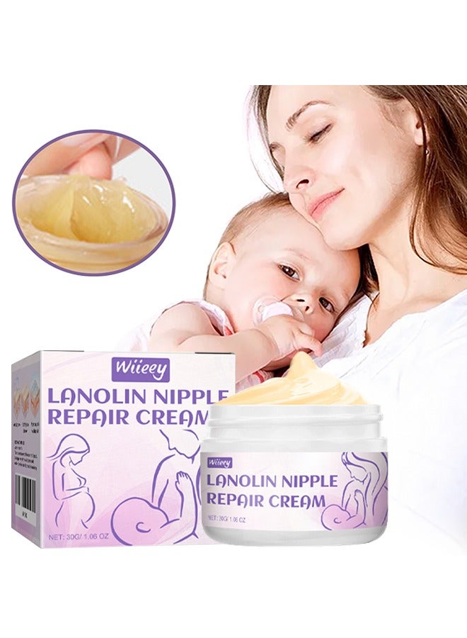 wiieey Lanolin Nipple Repair Cream-Safe for Breastfeeding, 100% Natural, Soothing Cream, Moisturizes And Strengthens the Sensitive Areas of Breast and Nipple 30g - Image 1