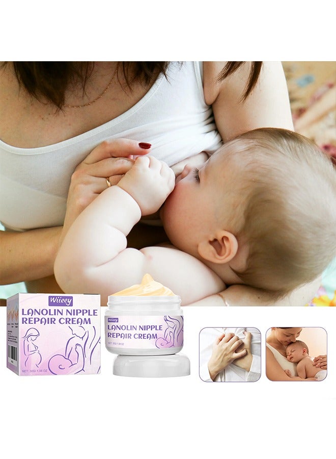 wiieey Lanolin Nipple Repair Cream-Safe for Breastfeeding, 100% Natural, Soothing Cream, Moisturizes And Strengthens the Sensitive Areas of Breast and Nipple 30g - Image 4