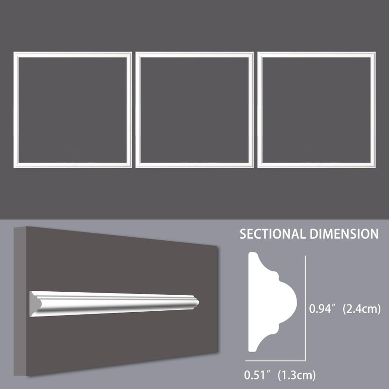 Lunghaa 3-Frame 20" x 20" Premade Accent Wall Molding Kit, Ready-to-Assemble Wainscoting Panels, Pre-Cut Chair Rail Moulding Trim Picture Frame for Home DÃ©cor - Image 4