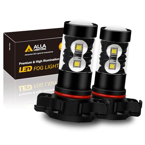 أضواء الضباب LED 2504 PSX24W من ألا لايتنج 2400 لومن 6000K أبيض زينون استبدال لمبات ضباب فائقة السطوع للسيارات والشاحنات