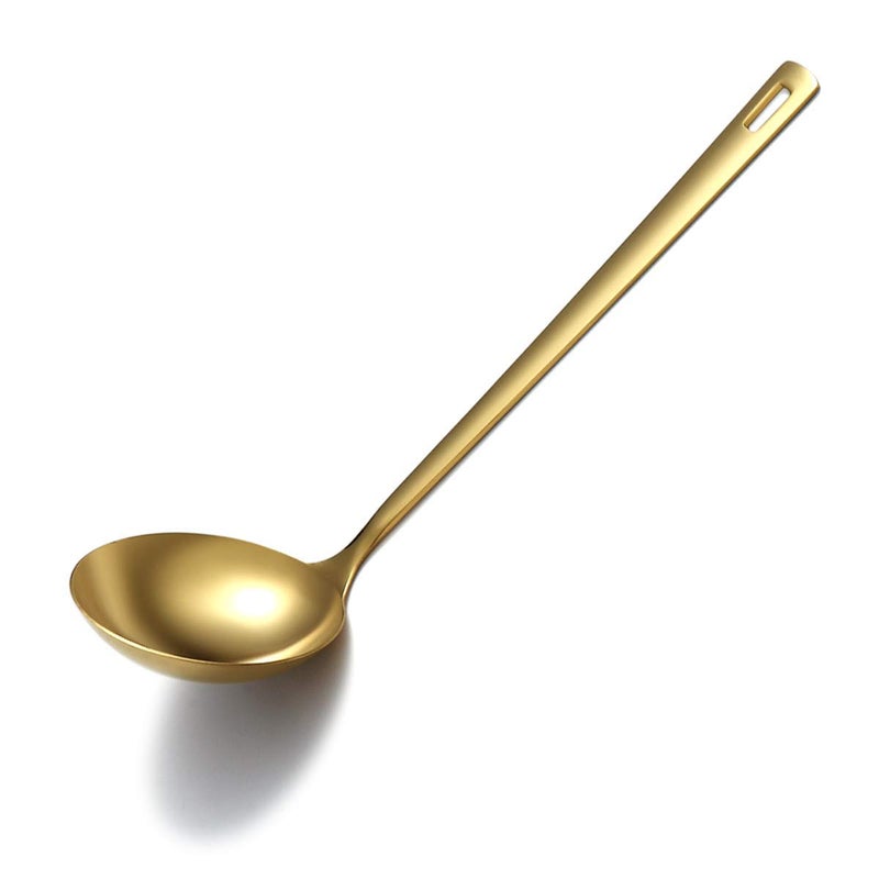 Berglander Gold Ladle, Berglander Stainless Steel Kitchen Ladle With Titainium Gold Plating, Soup Ladle, Cooking Ladle, Metal Soup Spoon For Cooking, Dishwasher Safe, Easy to Clean - Image 1