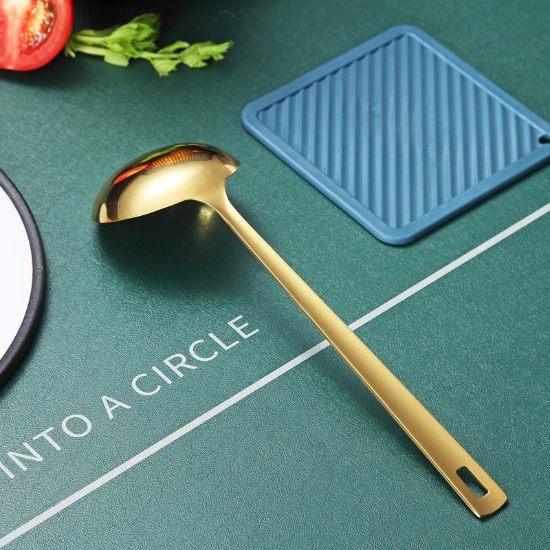 Berglander Gold Ladle, Berglander Stainless Steel Kitchen Ladle With Titainium Gold Plating, Soup Ladle, Cooking Ladle, Metal Soup Spoon For Cooking, Dishwasher Safe, Easy to Clean - Image 4