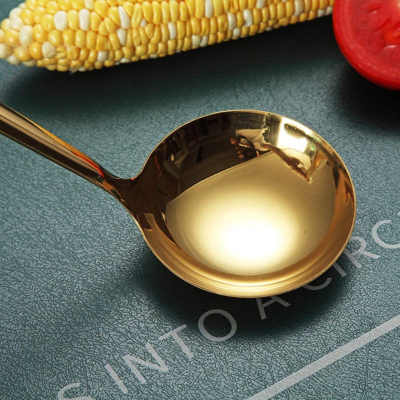 Berglander Gold Ladle, Berglander Stainless Steel Kitchen Ladle With Titainium Gold Plating, Soup Ladle, Cooking Ladle, Metal Soup Spoon For Cooking, Dishwasher Safe, Easy to Clean - Image 5