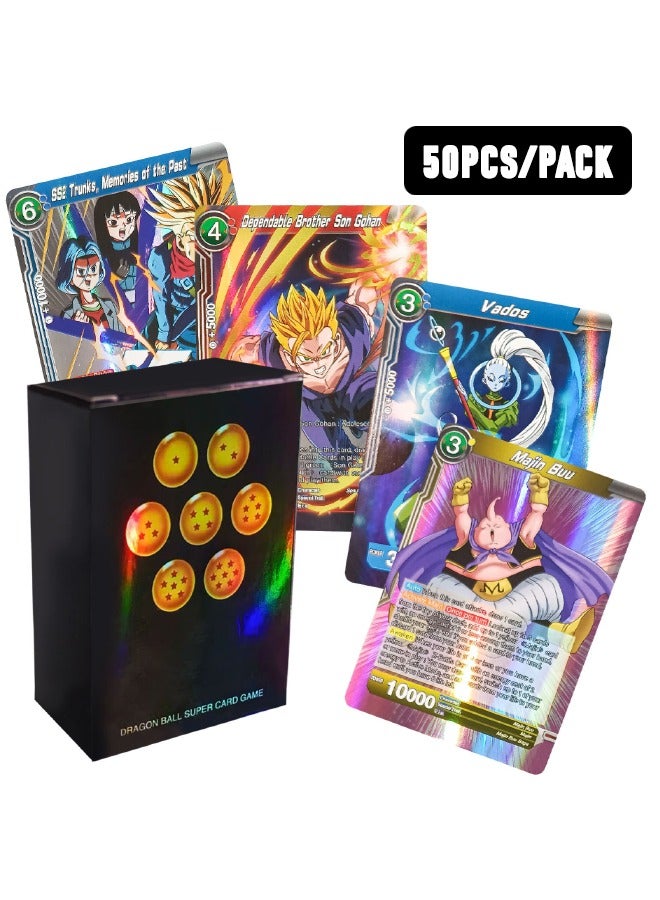 50PCS/Pack Anime Dragon Ball Card, Card Game Booster Packs, Dragon Ball Cards, Anime Trading Cards, No Repeat, Collectible Rare Cards Best Gift for Collectors and Fans