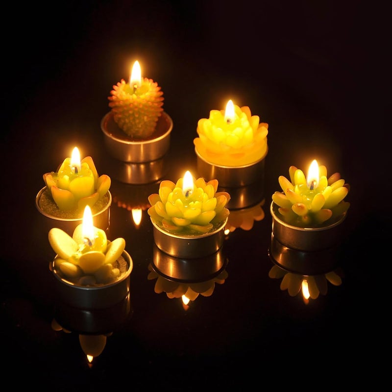 SSleng Cactus Tealight Candles, Handmade Delicate Succulent Cactus Candles（ Perfect for Birthday Party ,Wedding, Spa, Home Decor) - Image 5