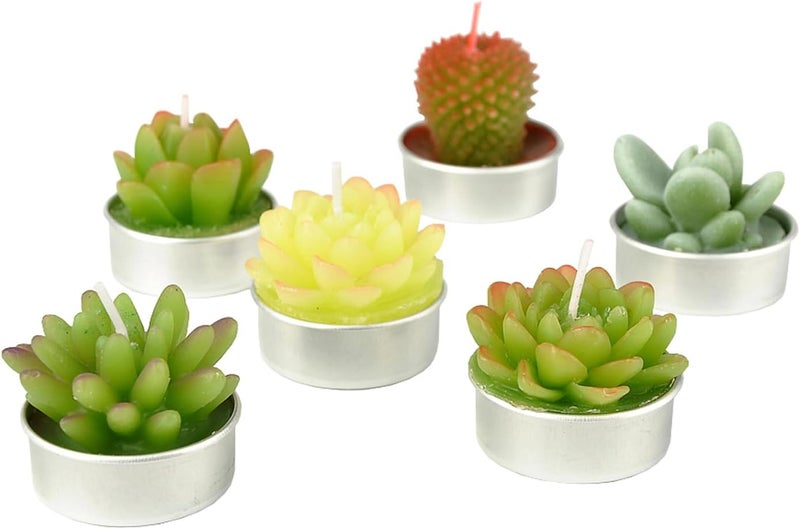 SSleng Cactus Tealight Candles, Handmade Delicate Succulent Cactus Candles（ Perfect for Birthday Party ,Wedding, Spa, Home Decor) - Image 2