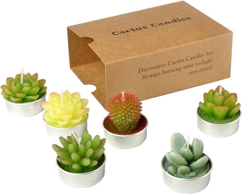 SSleng Cactus Tealight Candles, Handmade Delicate Succulent Cactus Candles（ Perfect for Birthday Party ,Wedding, Spa, Home Decor) - Image 1