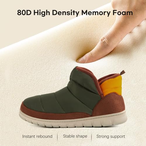 LongBay Mens Bootie Slippers with Memory Foam Indoor Outdoor Warm House Shoes Sport Lounge Camping Boots (9-10, Green) - Image 5
