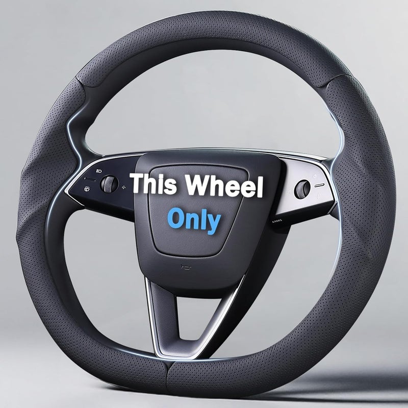 Aotoyou غطاء عجلة القيادة لطراز تسلا Model 3 من عام 2024 حتى الآن، موديل Highland/Tesla Model Y Juniper من عام 2025 حتى الآن، غطاء عجلة قيادة من الجلد لطراز تسلا Model 3 موديل Highland/Y Juniper، باللون الأسود - Image 1