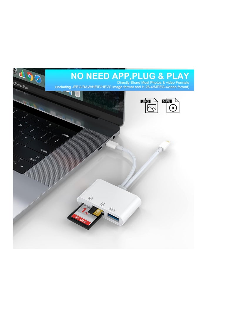 SYOSI - Rocketek SD Card Reader for iPhone/iPad Lightning  USB C Connector to SD/TF Adapter Memory Micro SDXC Micro SDHC SDXC SDHC SD Cards USB Disk iPhone/iPad/MacBook/Samsung - Image 1