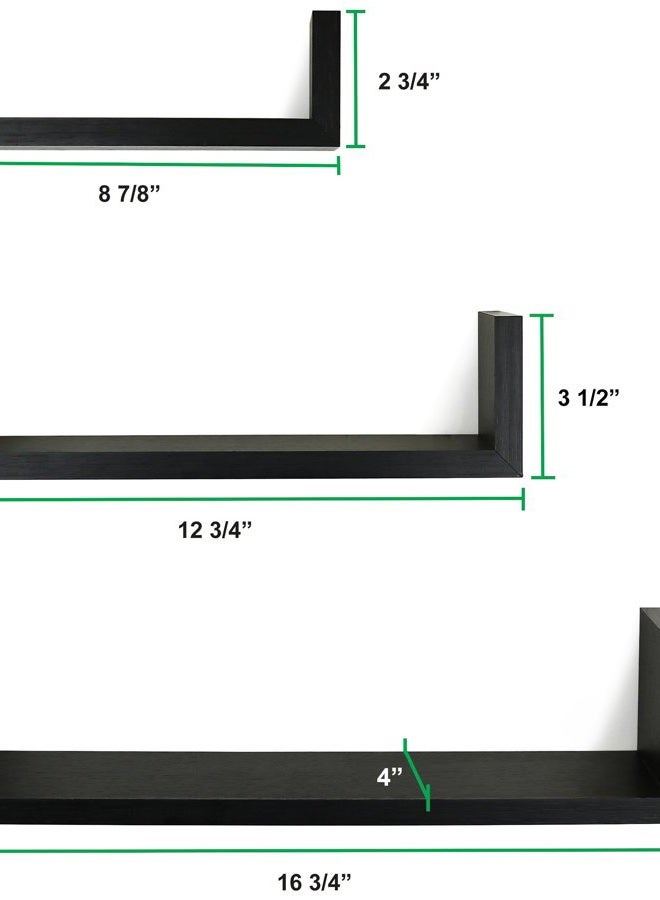 Greenco Set of 3 Floating “U” Shelves, Easy-to-Assemble Floating Wall Mount Shelves for Bedrooms and Living Rooms, Espresso Finish - Image 2