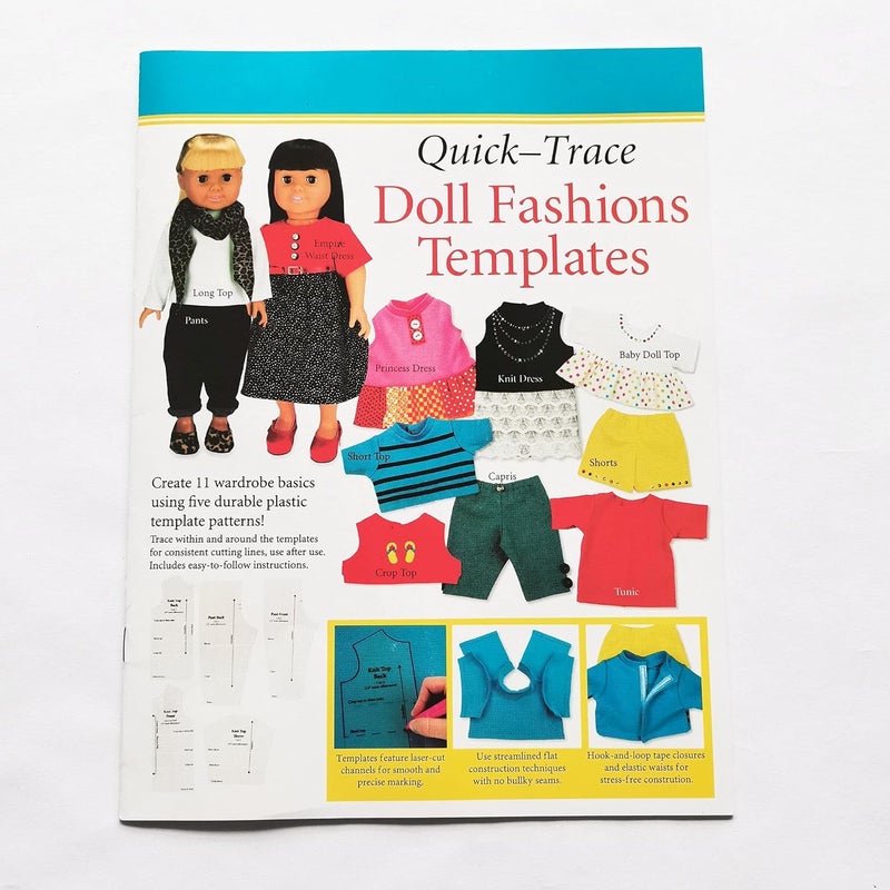 HONEYSEW Quick Trace Doll Fashions Templates for 18" Dolls with 5pcs Quilting Rulers and Sewing Instruction - Image 1