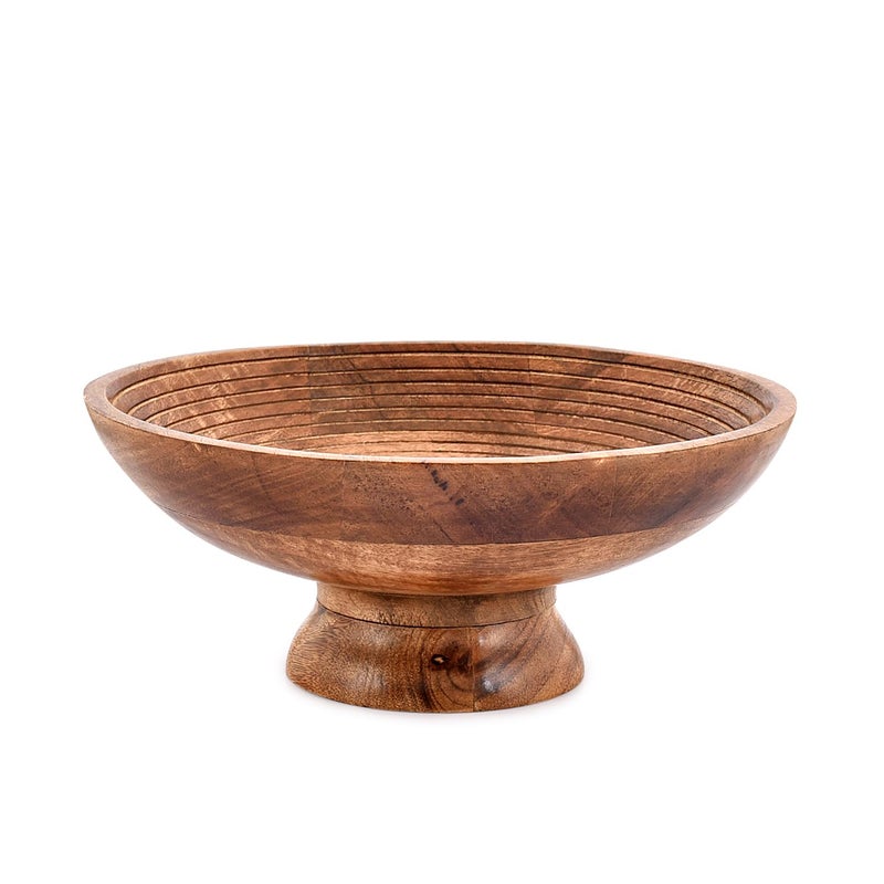 NIRMAN FRUIT BOWL Mango Wood Round Shaped Serving Bowl For Fruit,Dessert Platter Tray Dish Kitchen Dining - Image 1