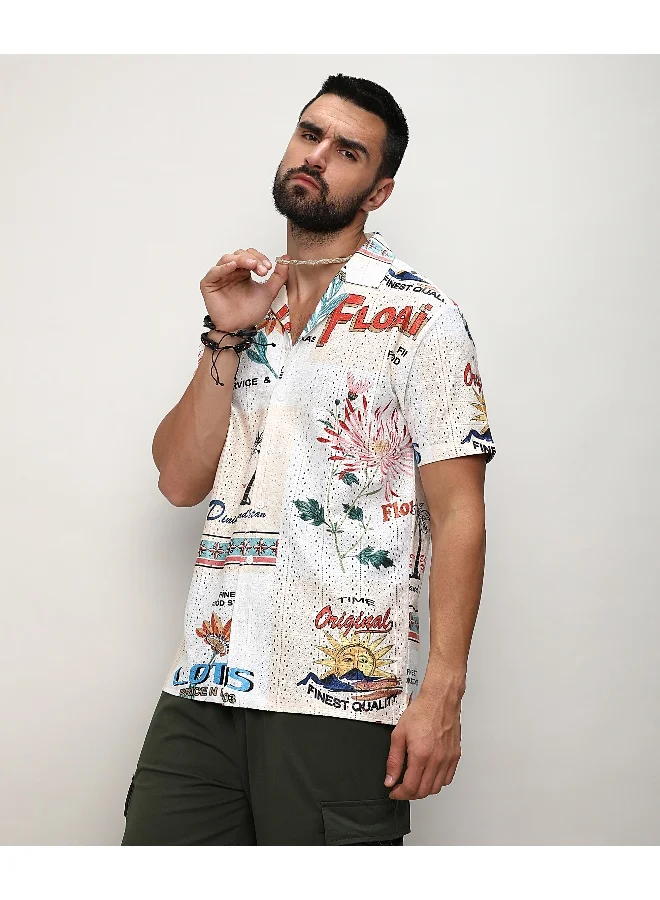 Campus Sutra Men's Multicolour Retro Graphic Shirt