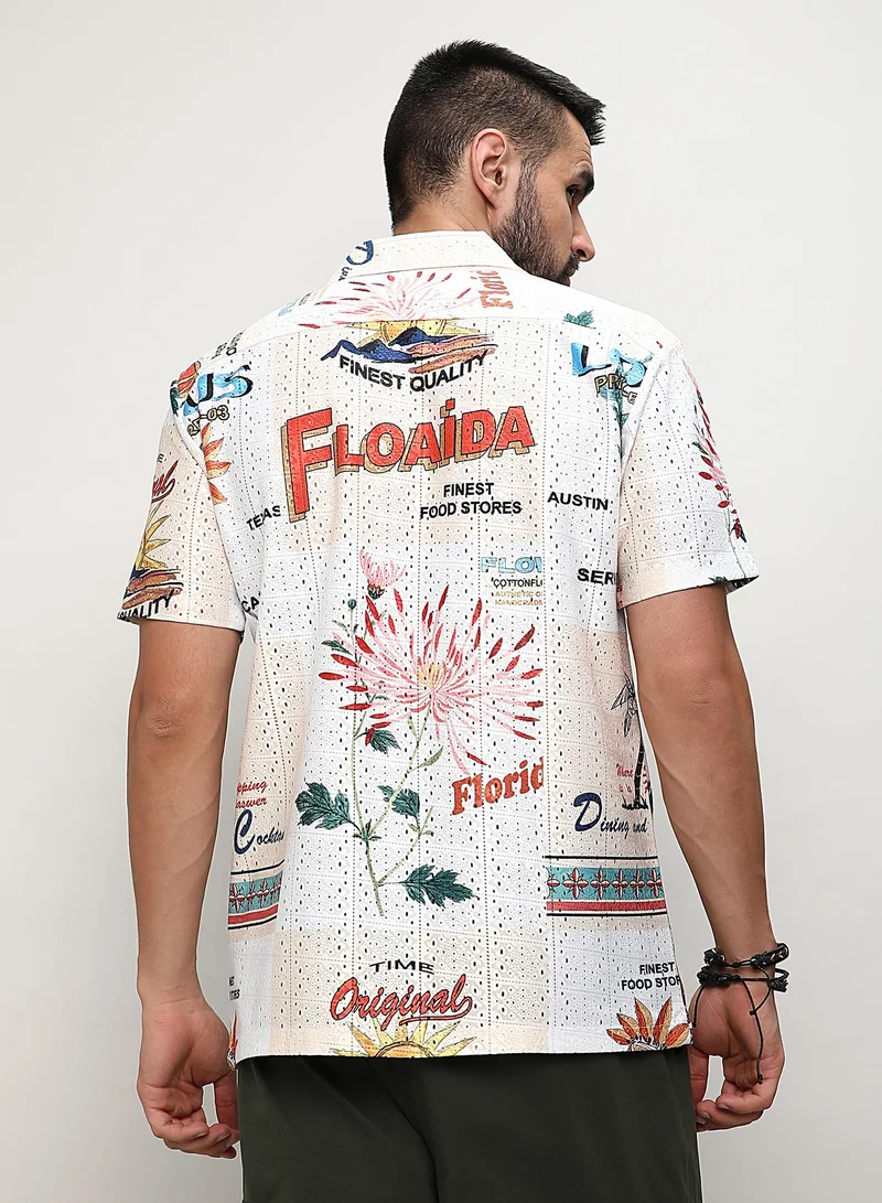Campus Sutra Men's Multicolour Retro Graphic Shirt