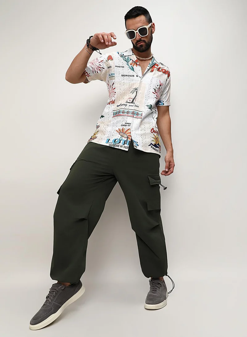Campus Sutra Men's Multicolour Retro Graphic Shirt