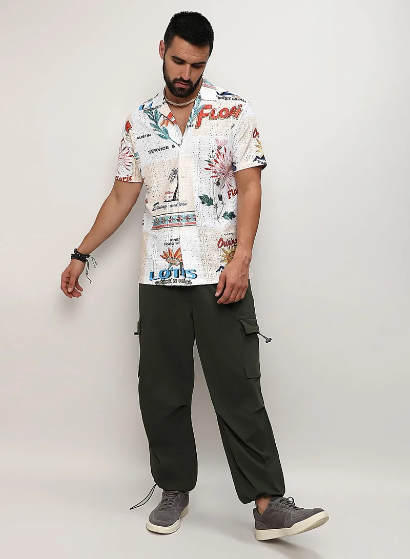 Campus Sutra Men's Multicolour Retro Graphic Shirt