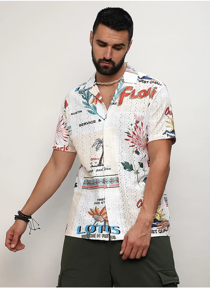 Campus Sutra Men's Multicolour Retro Graphic Shirt