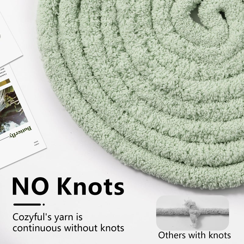 Cozyful Chunky Yarn for Hand Knitting - #10 Chunky Chenille Yarn, Jumbo Big Thick Chunky Yarns for Crocheting, Super Bulky Chunky Knit Blanket Yarns, 8 Skein (25 yds 8 oz Each Skein), Sage Green - Image 4