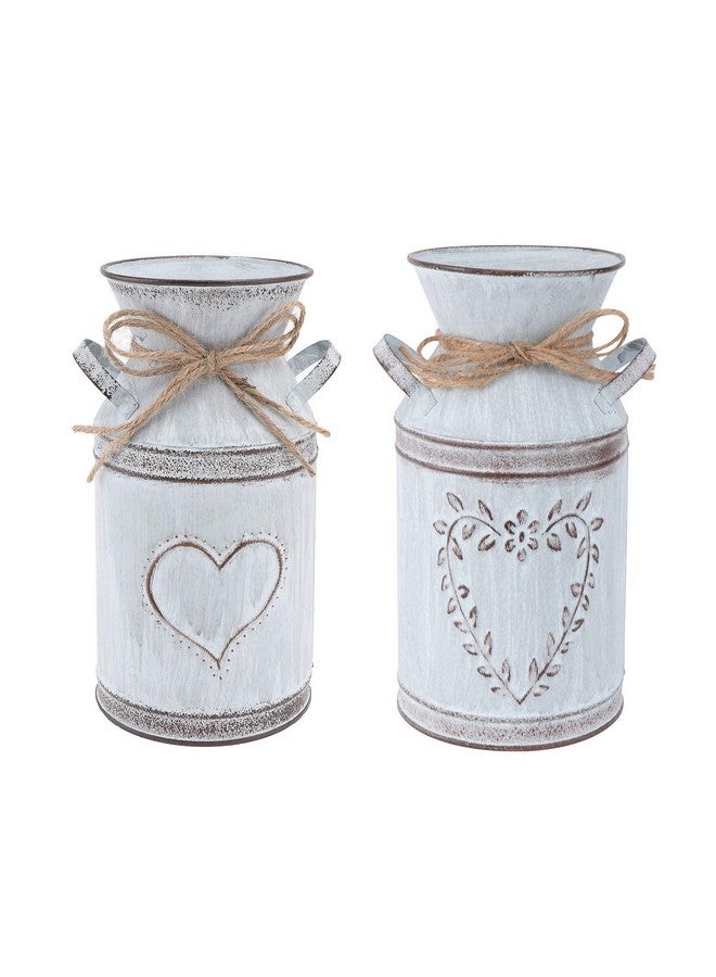 Cabilock Clear Flower Vase 2Pc Shabby Chic Metal Vase Rustic Metal Rustic Farmhouse Flower Vase Vintage Jug Vase Galvanized Milk Can Holder For Home Office Decor Decor Vases - Image 1