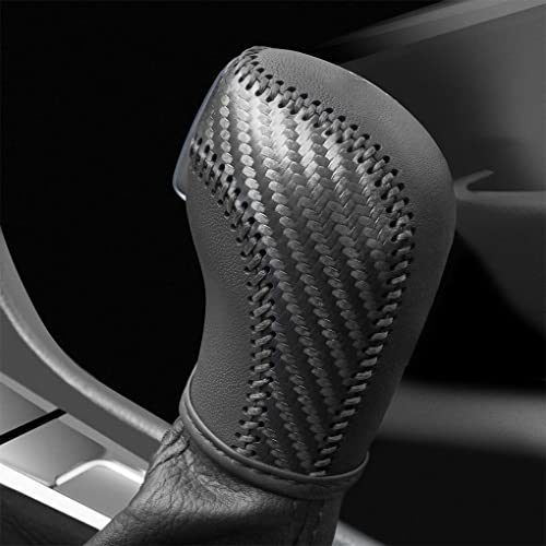 JINZHAO Auto Car Leather Gear Shift Knob Cover for Golf Jetta Passat Tiguan Atlas Beetle GLI Eos CC Sportwagen Jetta Hybrid R GTI Accessories Black - Image 1