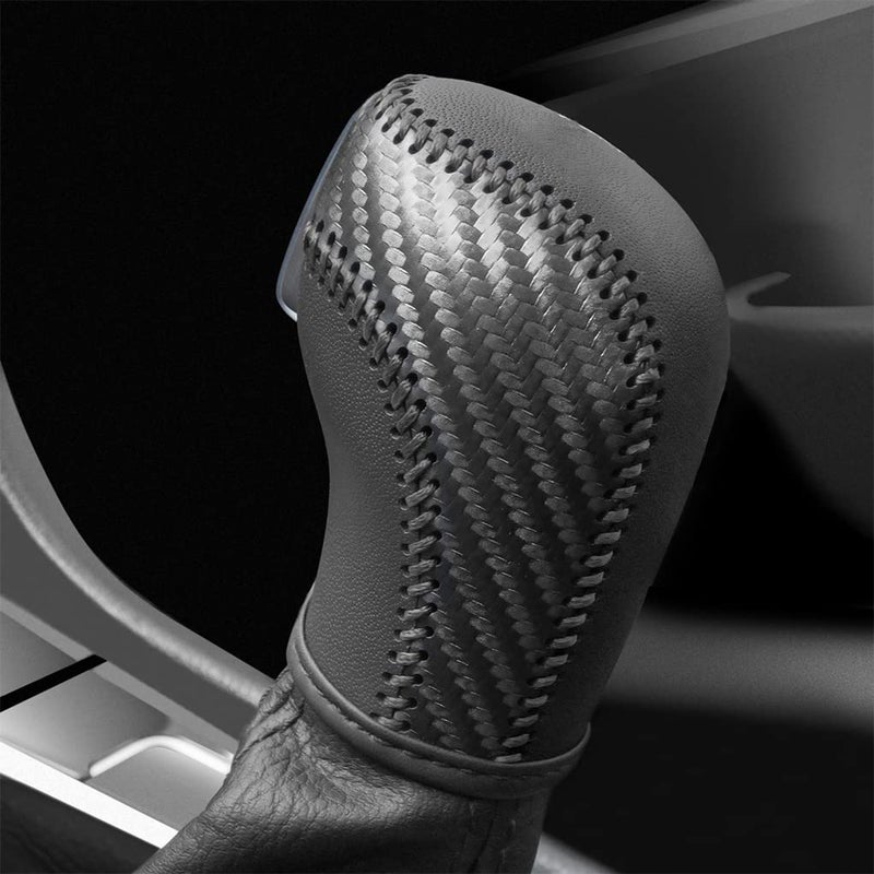 JINZHAO Auto Car Leather Gear Shift Knob Cover for Golf Jetta Passat Tiguan Atlas Beetle GLI Eos CC Sportwagen Jetta Hybrid R GTI Accessories Black - Image 3