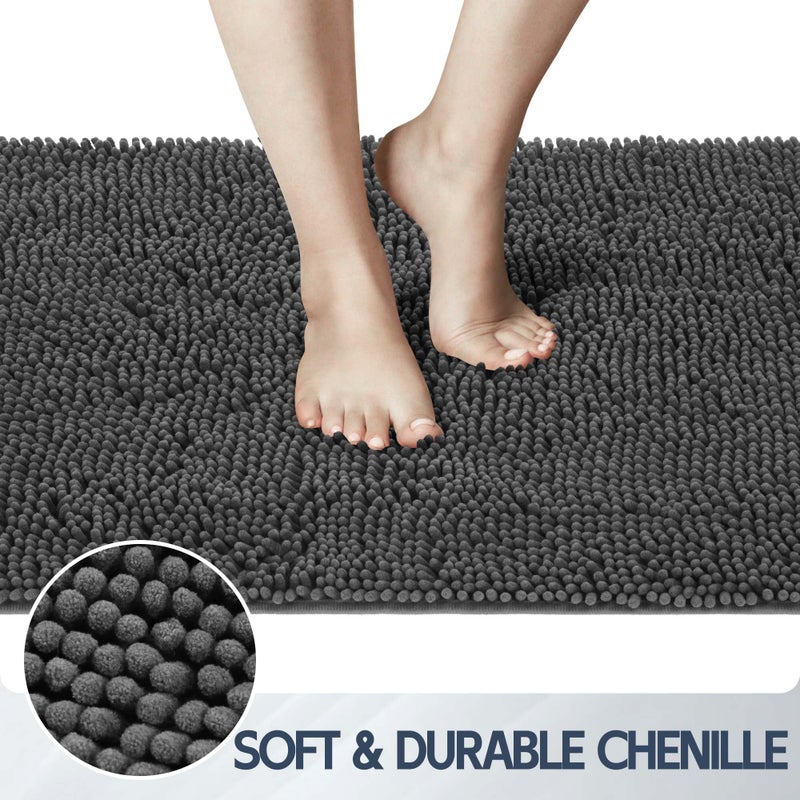 Futurwit Dog Door Mat for Muddy Paws, 60" x 36" Chenille Absorbent Front Door Mat Inside, Large Runner Mud Mat for Dogs, Trap Dirt Washable Non Slip Outdoor Indoor Entrance Doormats, Grey - Image 3