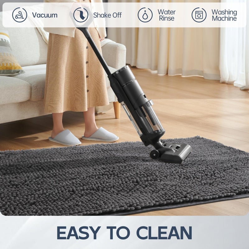 Futurwit Dog Door Mat for Muddy Paws, 60" x 36" Chenille Absorbent Front Door Mat Inside, Large Runner Mud Mat for Dogs, Trap Dirt Washable Non Slip Outdoor Indoor Entrance Doormats, Grey - Image 5