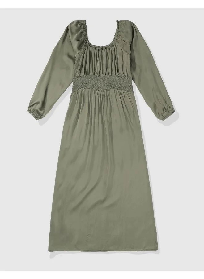 Aerie Olive Satin Dress