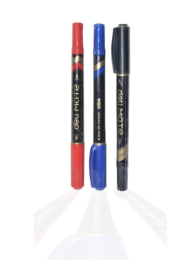 DELI PERMANENT MARKER BULLET TIP 2-IN-1 (3PC) ASST. CU201 - Image 2