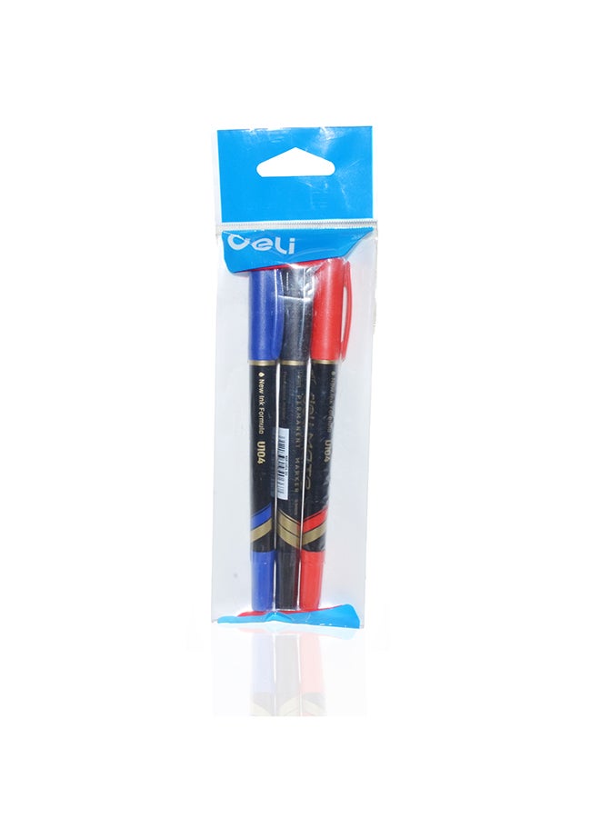 DELI PERMANENT MARKER BULLET TIP 2-IN-1 (3PC) ASST. CU201 - Image 1
