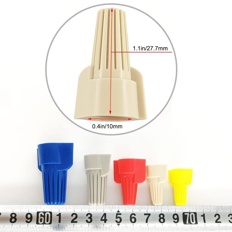HS UL Listed Tan Winged Electrical Wire End Connectors Caps Bulk 500 Pack Small Twist-on Wire Connectors Nuts 22-8 AWG,HS P12 Type Screw Terminals - Image 3