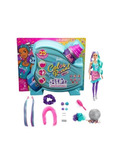 Mattel BARBIE Barbie Color Reveal Doll, Glittery Purple with 25 Hairstyling & Party-Themed Surprises Including 10 Plug-in Hair Pieces  - Image 1