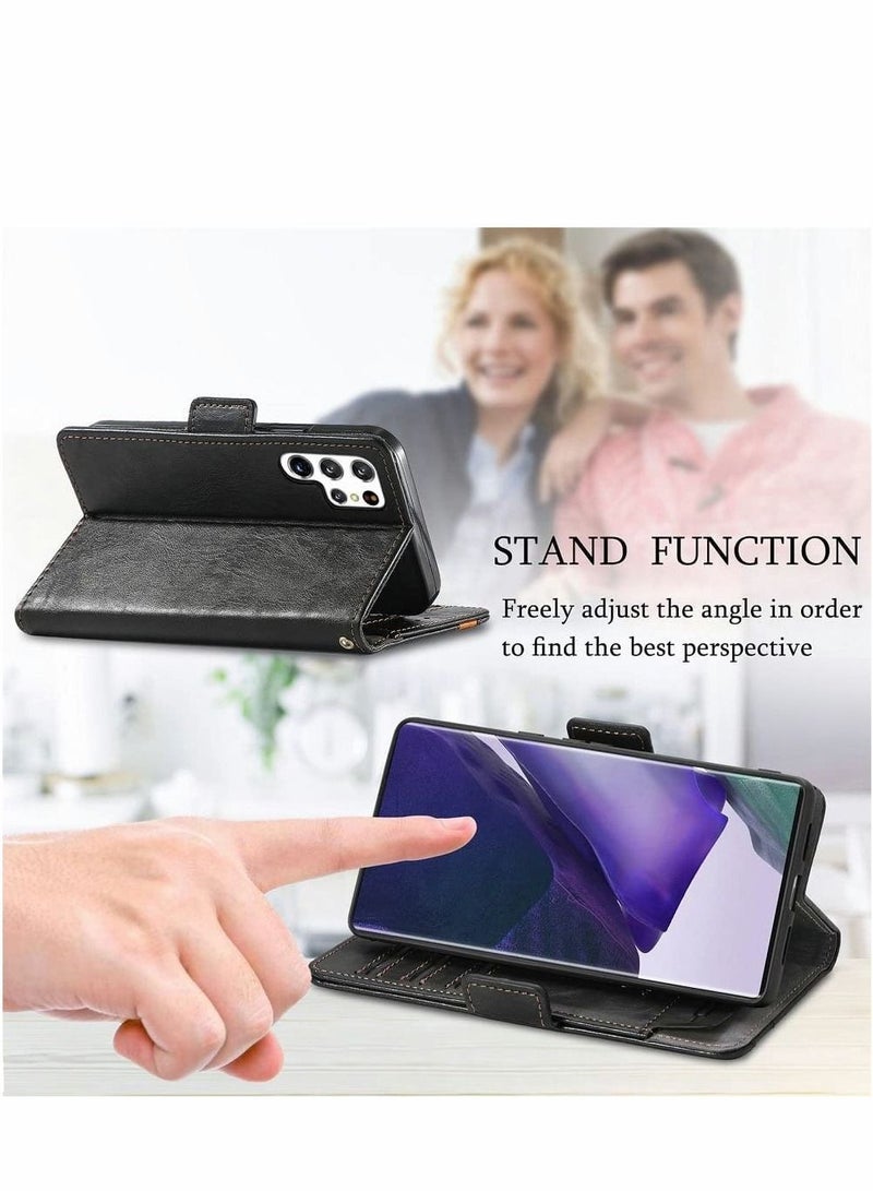 SYOSI حافظة لهاتف سامسونج S22 ألترا مع حماية RFID من الجلد حافظة محفظة لحامل بطاقة الائتمان تخزين بطاقة SIM ومفتاح قابلة للطي مضادة للصدمات جالاكسي 6.8'' - Image 5