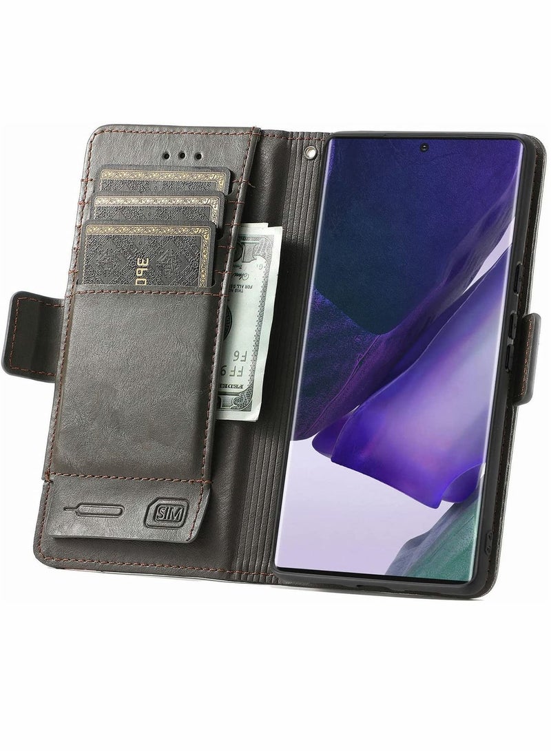 SYOSI حافظة لهاتف سامسونج S22 ألترا مع حماية RFID من الجلد حافظة محفظة لحامل بطاقة الائتمان تخزين بطاقة SIM ومفتاح قابلة للطي مضادة للصدمات جالاكسي 6.8'' - Image 2
