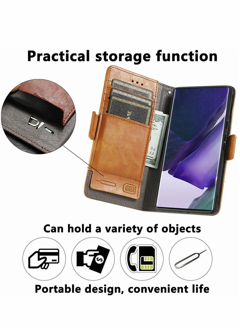 SYOSI حافظة لهاتف سامسونج S22 ألترا مع حماية RFID من الجلد حافظة محفظة لحامل بطاقة الائتمان تخزين بطاقة SIM ومفتاح قابلة للطي مضادة للصدمات جالاكسي 6.8'' - Image 4