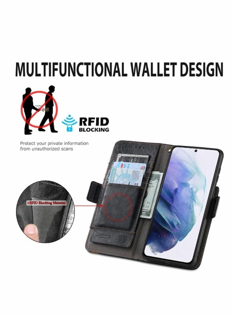 SYOSI حافظة لهاتف سامسونج S22 ألترا مع حماية RFID من الجلد حافظة محفظة لحامل بطاقة الائتمان تخزين بطاقة SIM ومفتاح قابلة للطي مضادة للصدمات جالاكسي 6.8'' - Image 3