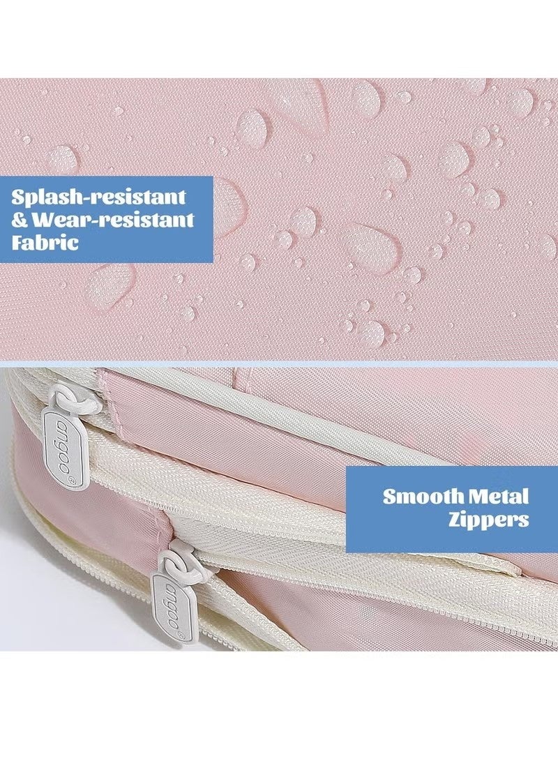 حافظة أقلام رصاص بسعة كبيرة، حافظة أقلام رصاص أنيقة بسحاب، منظم أدوات مكتبية لطيف، مناسب للوازم المكتبية/المدرسية، هدايا العودة إلى المدرسة، لون وردي - Image 4